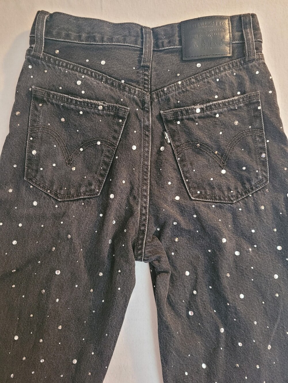 Levi's Ribcage Rhinestone Wide Leg Jeans 24 Concert Festival Eras Tour Sparkle